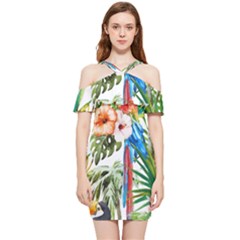 Jungle Shoulder Frill Bodycon Summer Dress by goljakoff