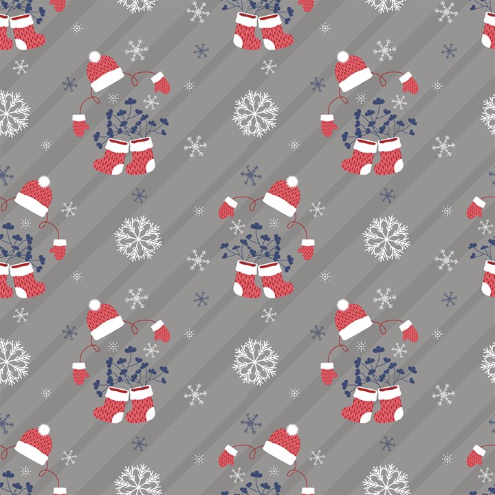 Christmas pattern on a gray striped diagonal background.