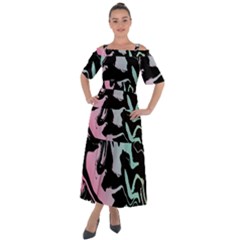 Painted Lines Shoulder Straps Boho Maxi Dress  by designsbymallika