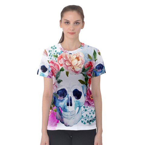 Skull And Flowers Women s Sport Mesh Tee by goljakoff