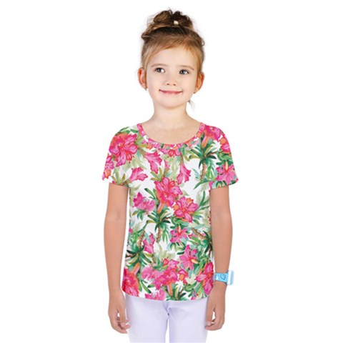 Pink Flowers Kids  One Piece Tee by goljakoff