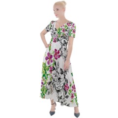 Flowers Button Up Short Sleeve Maxi Dress by goljakoff