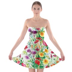 Summer Flowers Strapless Bra Top Dress by goljakoff