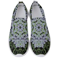 Calm In The Flower Forest Of Tranquility Ornate Mandala Men s Slip On Sneakers by pepitasart