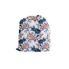 Blue And Rose Flowers Drawstring Pouch (medium) by goljakoff
