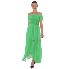 Algae Green & Black -  Off Shoulder Open Front Chiffon Dress by FashionLane