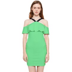 Algae Green & Black -  Shoulder Frill Bodycon Summer Dress by FashionLane