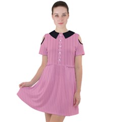 Amaranth Pink & Black - Short Sleeve Shoulder Cut Out Dress 