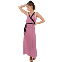 Amaranth Pink & Black - V-neck Chiffon Maxi Dress