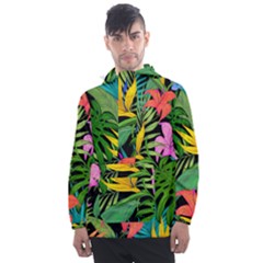 Tropical Greens Leaves Men s Front Pocket Pullover Windbreaker by Alisyart