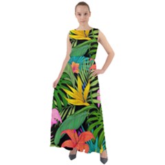 Tropical Greens Leaves Chiffon Mesh Boho Maxi Dress by Alisyart