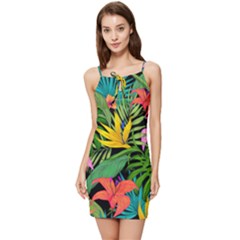 Tropical Greens Leaves Summer Tie Front Dress