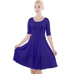 Berry Blue & White - Quarter Sleeve A-line Dress by FashionLane