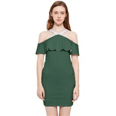 Eden Green & White - Shoulder Frill Bodycon Summer Dress by FashionLane