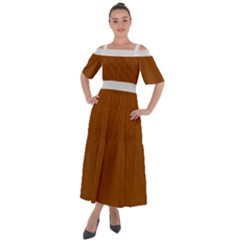 Rusty Orange & White - Shoulder Straps Boho Maxi Dress  by FashionLane