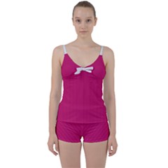 Peacock Pink & White - Tie Front Two Piece Tankini