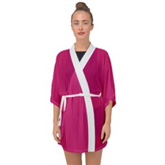 Peacock Pink & White - Half Sleeve Chiffon Kimono by FashionLane