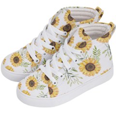 Watercolor Sunflower Kids  Hi-top Skate Sneakers by Gingerly