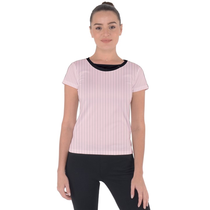 Soft Bubblegum Pink & Black - Short Sleeve Sports Top 