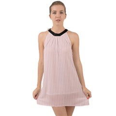 Soft Bubblegum Pink & Black - Halter Tie Back Chiffon Dress