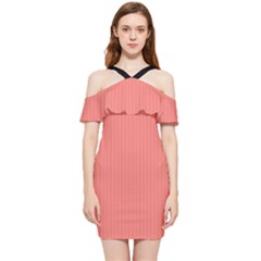 Tea Rose Red & Black - Shoulder Frill Bodycon Summer Dress by FashionLane