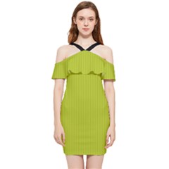 Acid Green & Black - Shoulder Frill Bodycon Summer Dress by FashionLane
