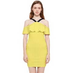 Maize Yellow & Black - Shoulder Frill Bodycon Summer Dress by FashionLane