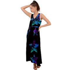 Mermaid Stars V-neck Chiffon Maxi Dress by Dazzleway