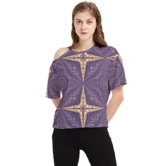 Purple And Gold One Shoulder Cut Out Tee by Dazzleway