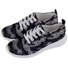 Black And White Cracked Abstract Texture Print Men s Lightweight Sports Shoes by dflcprintsclothing
