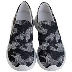 Black And White Cracked Abstract Texture Print Women s Lightweight Slip Ons by dflcprintsclothing