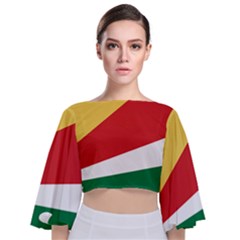 Seychelles Flag Tie Back Butterfly Sleeve Chiffon Top by FlagGallery