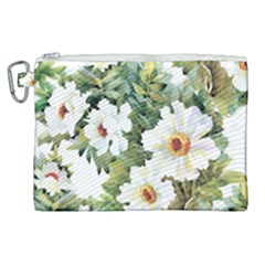 White Flowers Canvas Cosmetic Bag (xl) by goljakoff