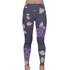 Purple Flowers Classic Yoga Leggings by goljakoff