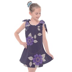 Purple Flowers Kids  Tie Up Tunic Dress by goljakoff