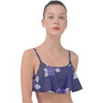 Purple flowers Frill Bikini Top