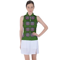 Star Over The Healthy Sacred Nature Ornate And Green Women s Sleeveless Polo Tee
