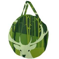 Forest Deer Tree Green Nature Giant Round Zipper Tote