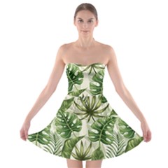 Green Leaves Strapless Bra Top Dress by goljakoff