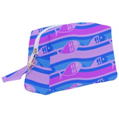 Fish Texture Blue Violet Module Wristlet Pouch Bag (large)