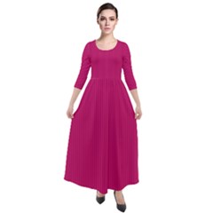 Peacock Pink - Quarter Sleeve Maxi Velour Dress by FashionLane