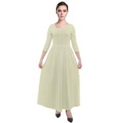 Creamy Yellow - Quarter Sleeve Maxi Velour Dress by FashionLane
