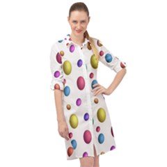 Egg Easter Texture Colorful Long Sleeve Mini Shirt Dress by HermanTelo