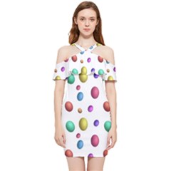 Egg Easter Texture Colorful Shoulder Frill Bodycon Summer Dress by HermanTelo