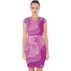 Online Woman Beauty Purple Capsleeve Drawstring Dress  by Mariart