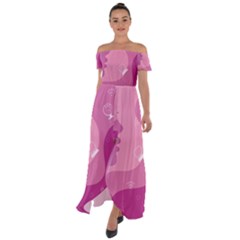 Online Woman Beauty Purple Off Shoulder Open Front Chiffon Dress by Mariart