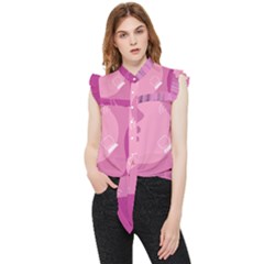 Online Woman Beauty Purple Frill Detail Shirt