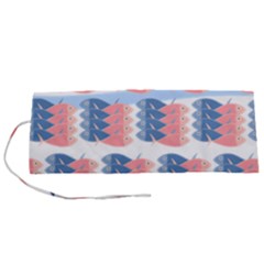 Fish Texture Rosa Blue Sea Roll Up Canvas Pencil Holder (s) by HermanTelo