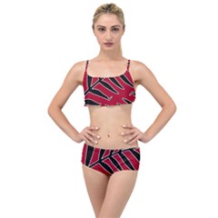 Leaves Silhouette Tropical Style Print Layered Top Bikini Set by dflcprintsclothing