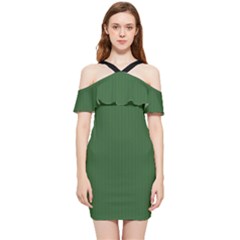 Basil Green - Shoulder Frill Bodycon Summer Dress by FashionLane